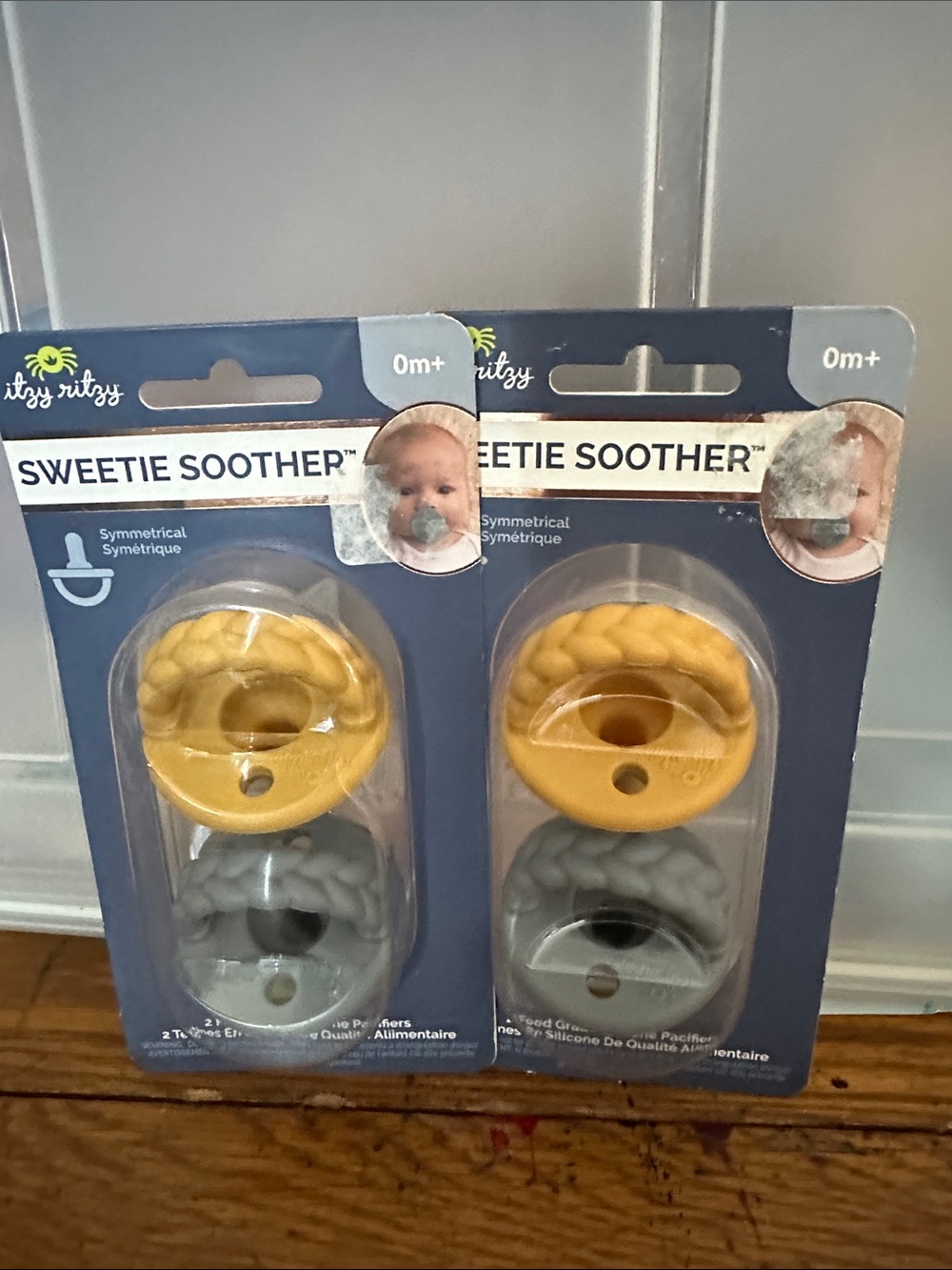 Itzy Ritzy Sweetie Soother Pacifier Duo in Mustard & Gray